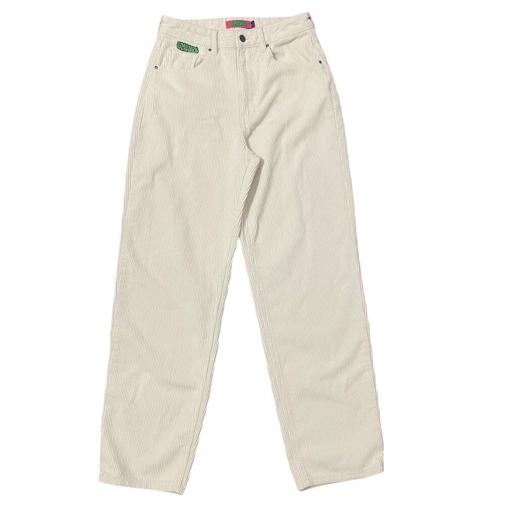 Empyre Women’s Tori Corduroy Pants High Rise Straight Leg Baggy Sz 8 Off White